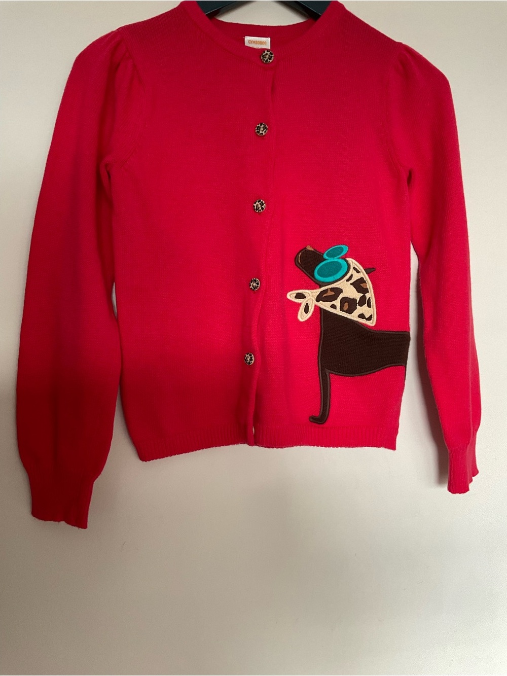 Gymboree Red Novelty Dog Applique Cardigan Size M(7-8)
